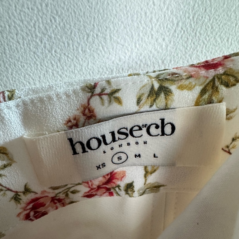 House of CB White Floral Midi Dress with Pink Roses - Picture 7 of 14